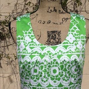 INC Lime Green& White Shift Dress